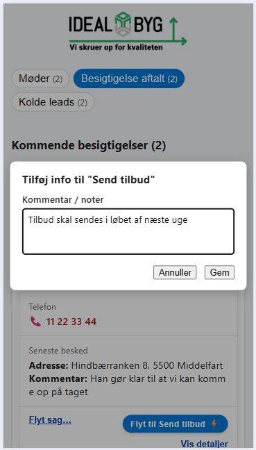 Status: Send tilbud